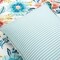 Teal Blue Pink White Polyester 3-Piece Reversible Floral Quilt Set